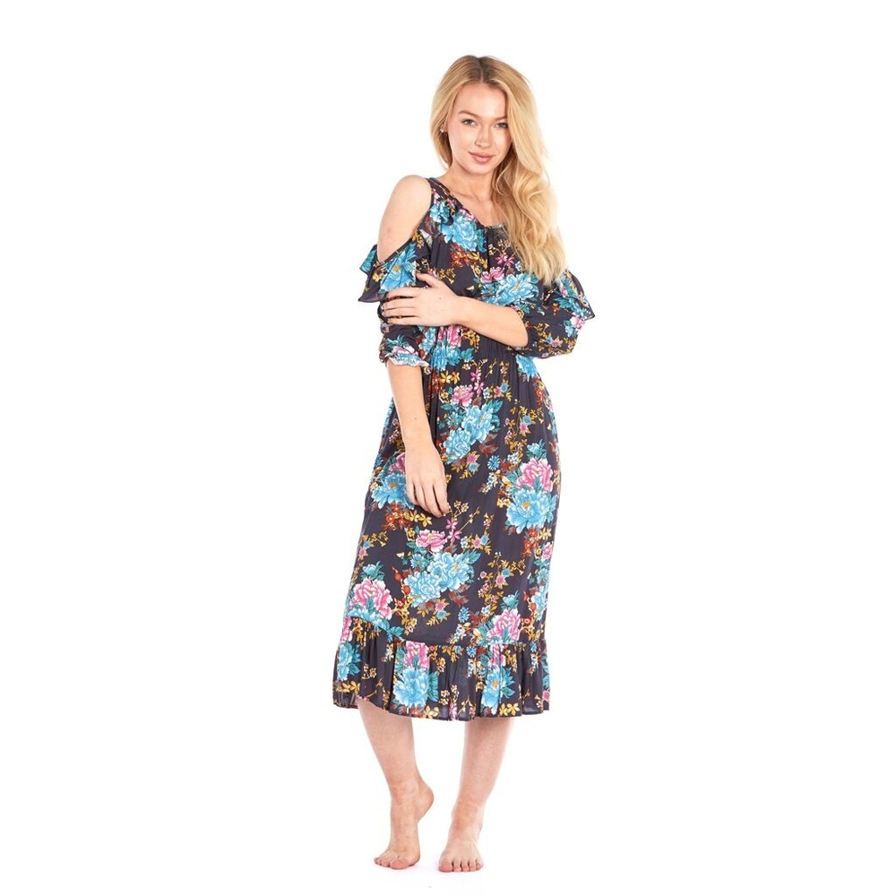 Go Coco Cutout Empire-Waist Ruffle Dress